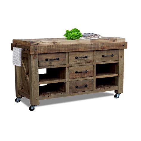 Portable kitchen islands can provide a wide range of features including drop leaves, butcher blocks, towel racks, wine storage, drawers and cabinets. Ashfort Timber Butchers Block Hardwood Top Mobile Kitchen ...