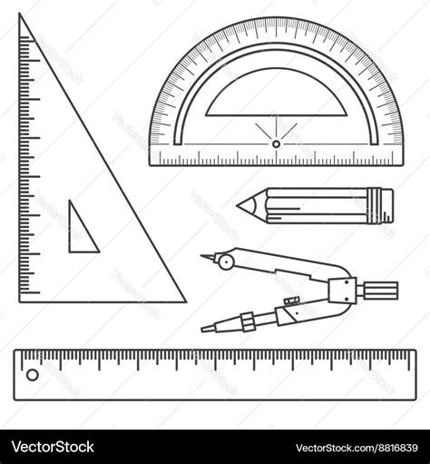 Set Measuring Tools Rulers Triangles Protractor Vector Image