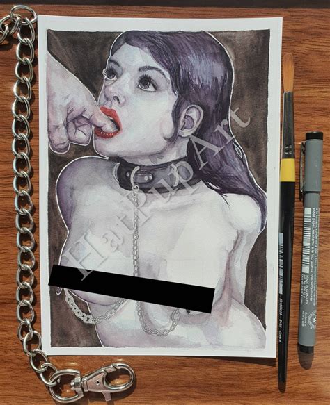Kinky Submissive Art A Watercolour Print Kinky Decor Bdsm Erotic