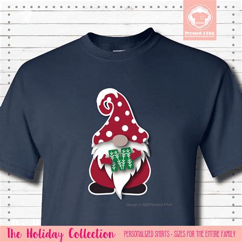 Holiday Gnome Initial Shirts Short Sleeve Matching Christmas Shirts