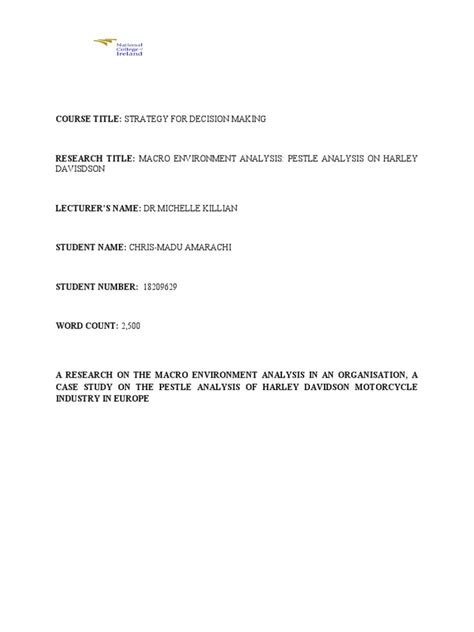 These are the standard bearers for military vehicles on the battlefield. PESTLE Analysis of Harley Davidson | Harley Davidson ...