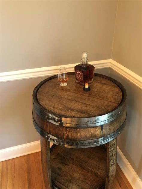 whiskey barrel pub table handcrafted from a whiskey barrel etsy whiskey barrel pub table