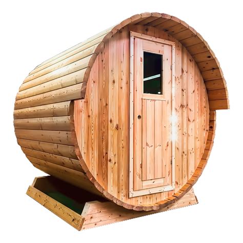 Ukko European Larch Barrel Sauna With Small Overhang And Traditional