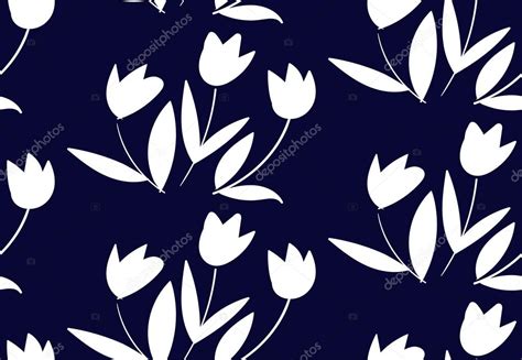 A blog about a country house and garden, interior design, art, black and white photography and lots of other beautiful things! Floral pattern with white tulips on dark blue background ...