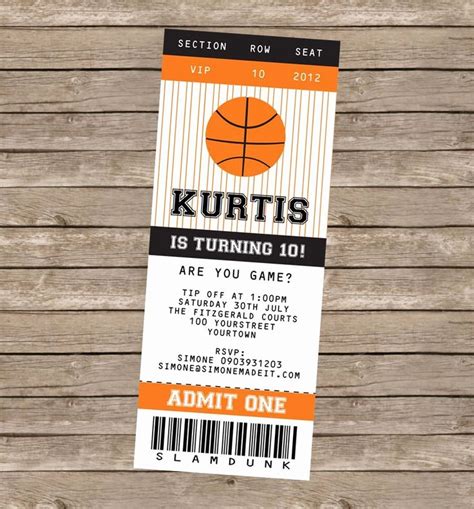 Sports Ticket Invitation Template Free Beautiful Basketball Party