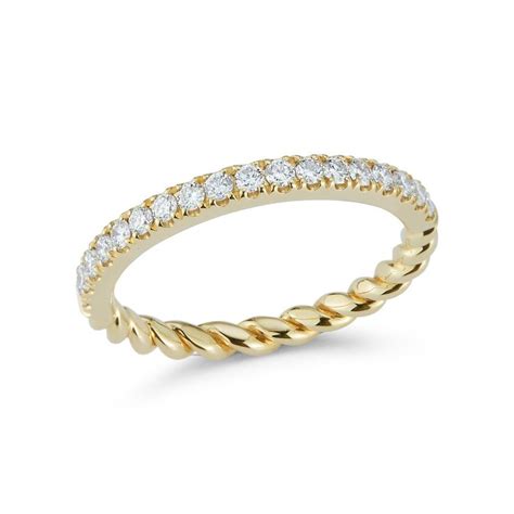 14k Gold Reversible Diamond And Rope Ring Colorless Diamond Rope