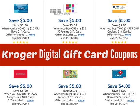 Coupon (7 days ago) up to 2% cash back · use store mode to browse products by aisle and load digital coupons to your virtual shopper's card.at checkout, you can scan the app to redeem your digital coupons and earn fuel points. Kroger Digital Gift Card Coupons (Old Navy, JCPenney, Bath & Body Works + More) - Mission: to Save
