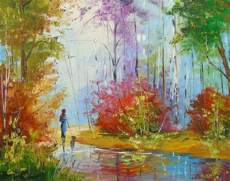 Walk In Autumn Forest Painting By Olha Darchuk