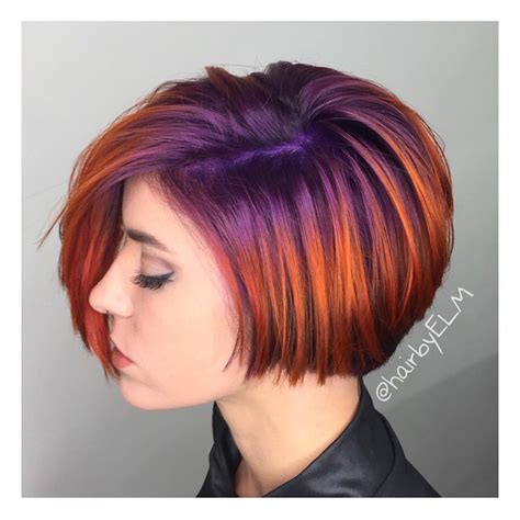 We Are Loving This Short Haircut With Its Bright Purple To