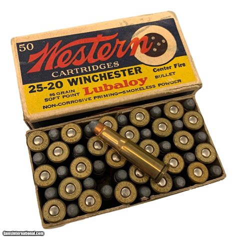 Collectible Ammo Full Box Western Cartidges 25 20 Winchester 86 Grain