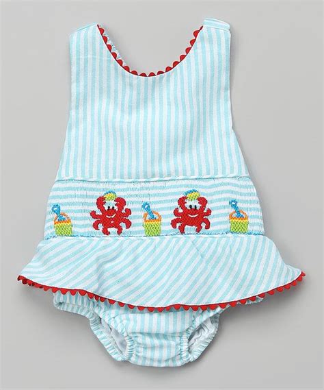 Blue Stripe Smocked Crab Sunsuit Infant And Toddler Zulily Baby