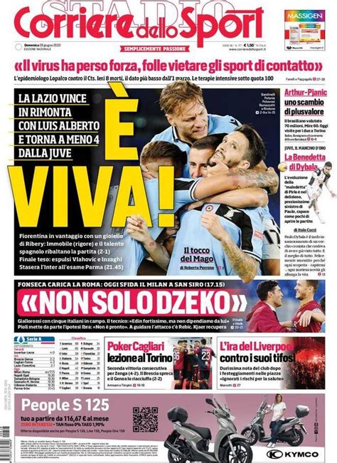 Corriere Dello Sport Prima Pagina Oggi Domenica 28 Giugno 2020