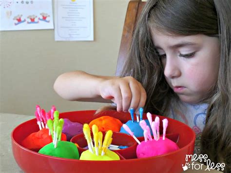Fine Motor Activity With Playdough And Q Tips Mess For Less