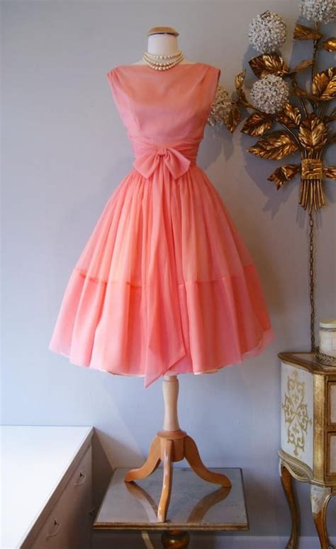 1950s Vintage Prom Dress Coral Prom Gown Mini Short Homecoming Dress