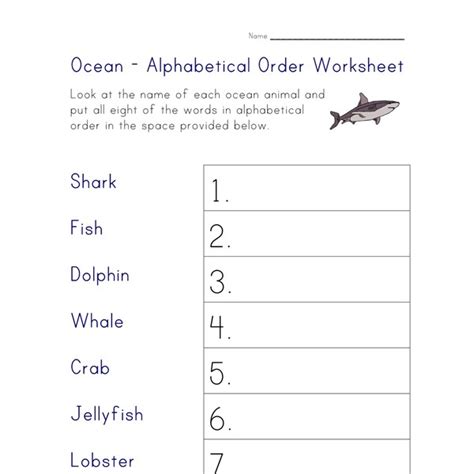 Number each group of animals in order from first to last, and trouble with alphabetical order becomes a thing of the past! Ocean Animals Worksheet - Alphabetical Order | All Kids ...