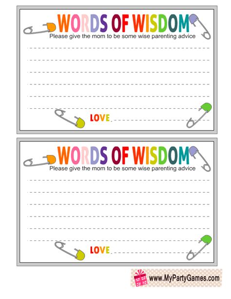Free Printable Words Of Wisdom Cards Printable Templates