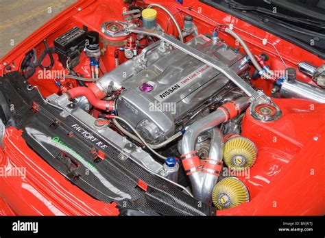 Heavily Modified Nissan Rb26dett Engine In An Enthusiasts Modified R32