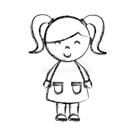 Cute Little Girl Isolated Icon Stock Illustration Illustration Of