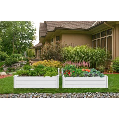 Vita White Vinyl Raised Garden Bed 2 Pack Raised Garden Beds Small