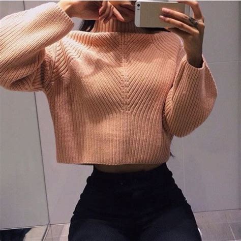 Sweater Top Blouse Cropped Sweater Peachy Wheretoget