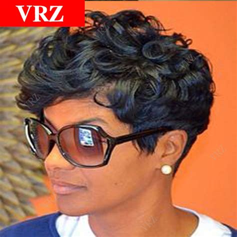 Pixie Short Curly Human Hair Wigs For Black Women Curly Glueless Full