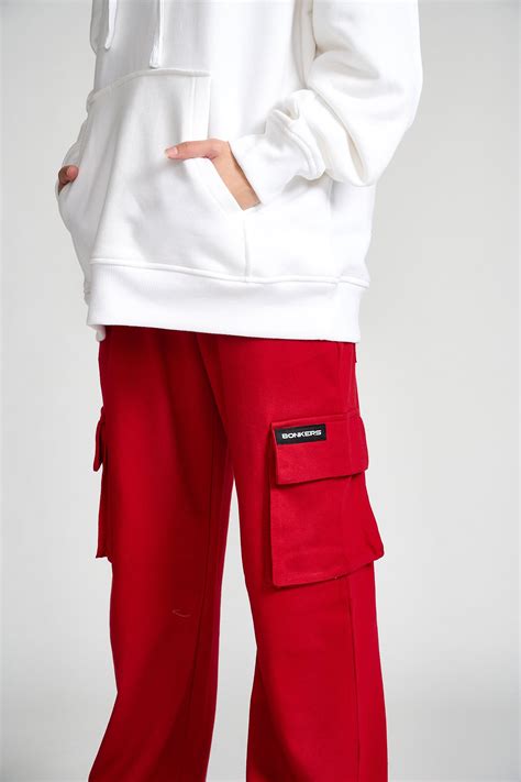 Maroon Utility Straight Fit Pants Bonkers Corner