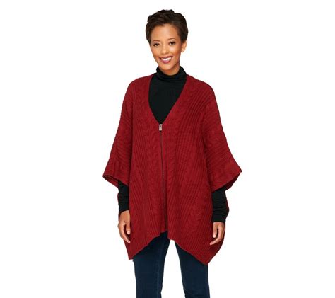 Lisa Rinna Collection Zip Front Sweater Poncho Page 1 —