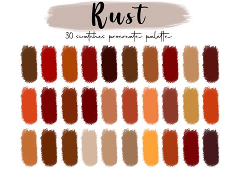 Rust Procreate Palette 30 Colors Palette Instant Digital Etsy