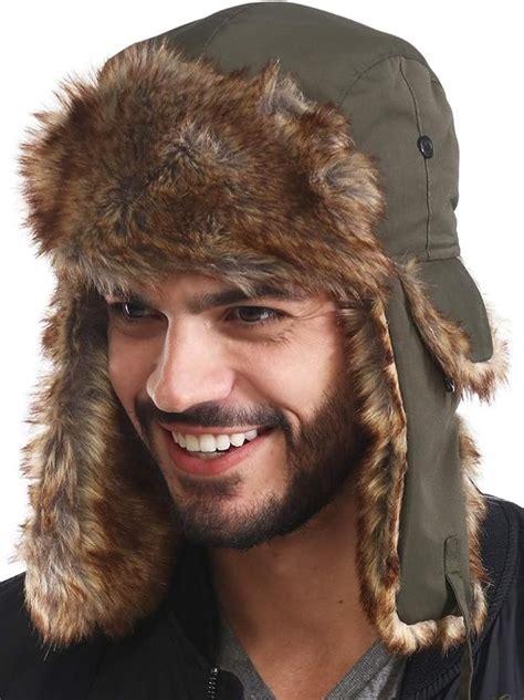 Trapper Hat Winter Trooper Aviator Earflap Eskimo Hat Fits Men