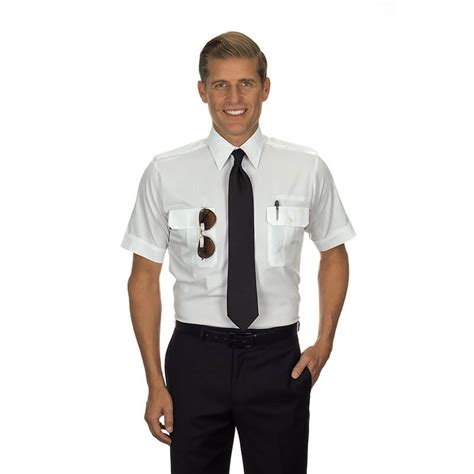 Pilot Shirts Men White Short Sleeve