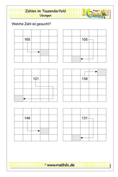 Klasse 1 klasse 2 klasse 3 klasse 4 klasse 5 klasse 6. Tausendertafel bis 1000 (II) (Klasse 3) - mathiki.de in ...