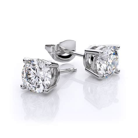Diamond Stud Earrings In 14k Gold 12 Ct Tw Si2 Ebay
