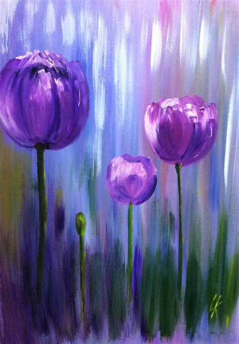 Purple Tulips Flower Art Painting Canvas Art Painting Acrylic