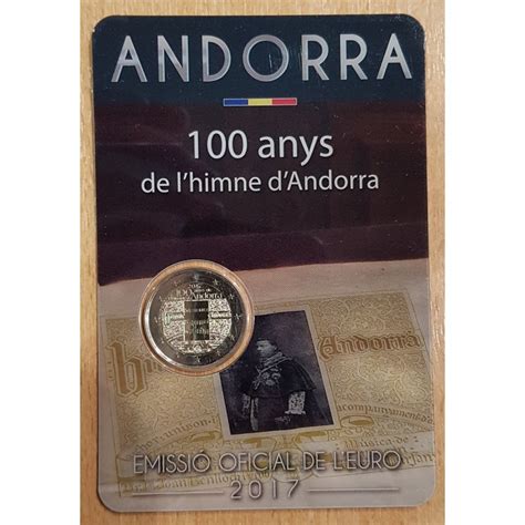 2 Euros Commémorative Andorre 2017 Hymne National Piece De Monnaie