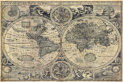 World Map Historic Old World Map 1626 Old Antique Boho Map Etsy