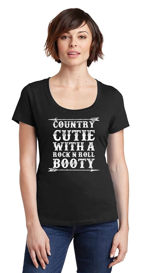 Ladies Country Cutie With Rock N Roll Booty Cute Graphic Tee Western Southern Ebay
