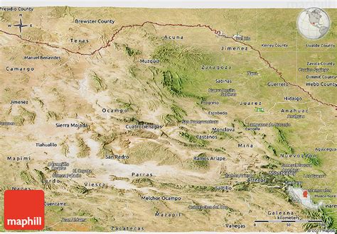 Satellite Panoramic Map Of Coahuila