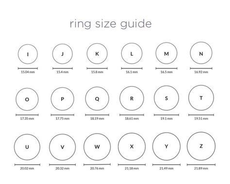 Printable Ring Size Chart Ring Sizes Chart Ring Size Guide
