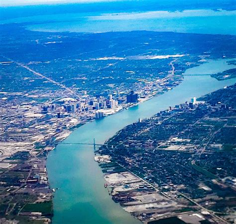 Detroit River View From The Sky Rmichigan