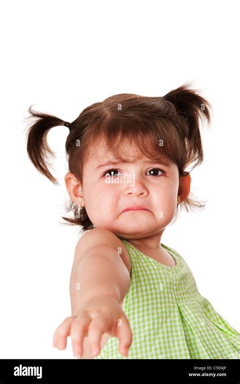 Cute Baby Toddler Young Little Girl With Very Sad Face Expression