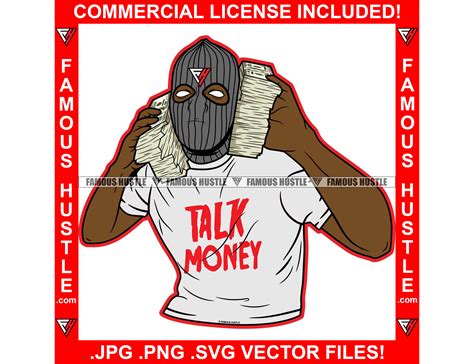 Gangster Ski Mask Talk Money Cell Phone Money Stack Hustle Etsy