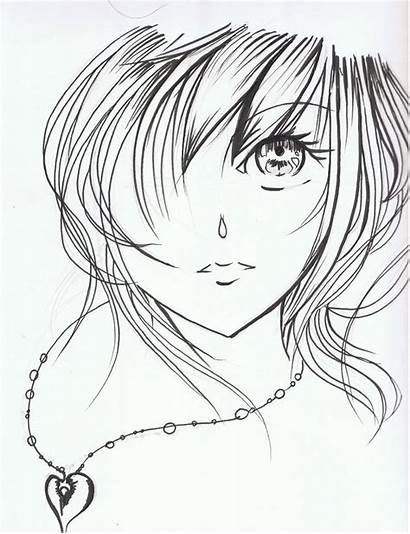 Anime Face Drawing Coloring Sketch Faces Drawings