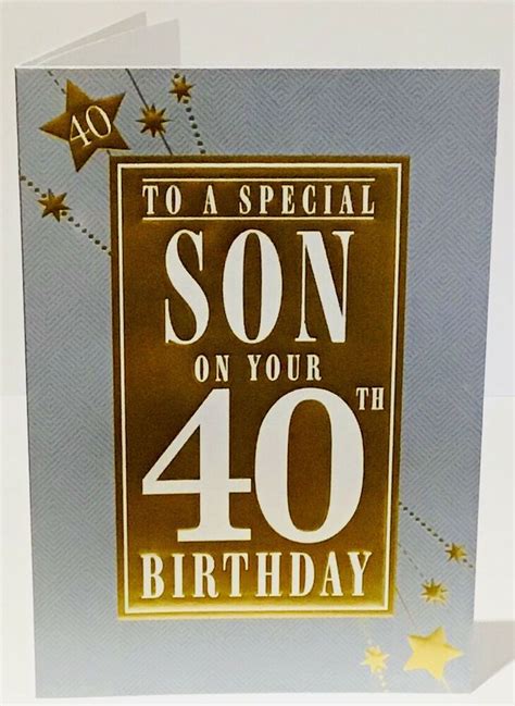 40th Birthday Card For A Special Son 85 X 6 Inches Words And