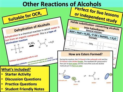 Other Reactions Of Alcohols As Chemistry Teaching Resources