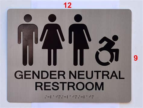Gender Neutral Unisex Accessible Restroom Sign Silver