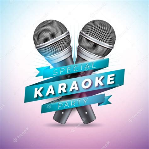 Premium Vector Karaoke Party Illustration With Microphones And Ribbon