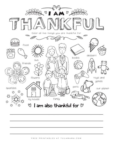Free I Am Thankful For Printable