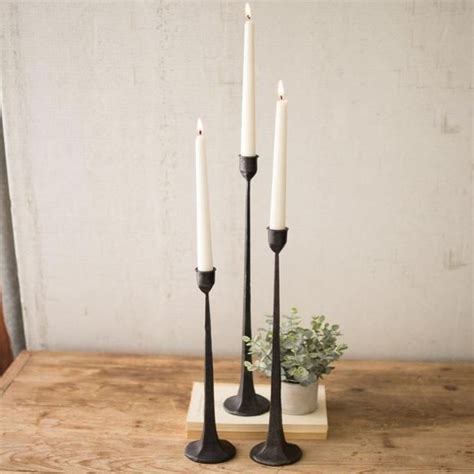 Tall Cast Iron Taper Candle Holder Set Of 3 Taper Candle Holders
