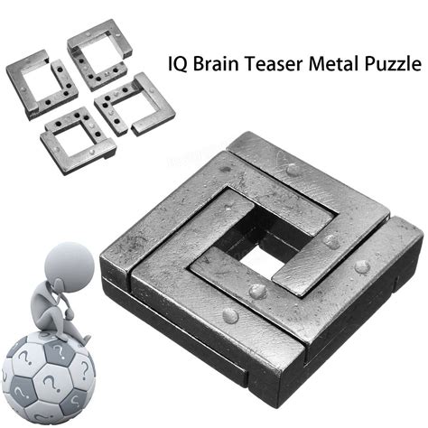 Metal Puzzle Iq Mind Brain Teaser Square Educational Kids Adults Toy