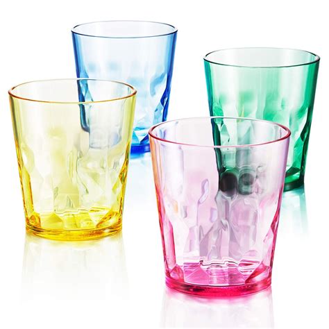 8 Oz Unbreakable Premium Juice Glasses Set Of 4 100 Made In Japan Bpa Free Assorted Colors